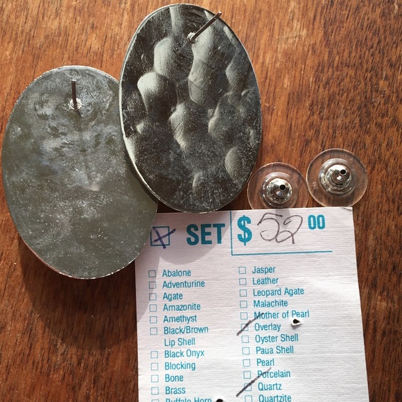 Vintage Karla Jordan Kollections earrings, silver, navy quartz stone inlay - Picture 8 of 8